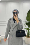 Herringbone Cashmere Coat Grey