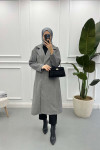 Herringbone Cashmere Coat Grey