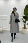 Herringbone Cashmere Coat Black