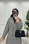 Herringbone Cashmere Coat Black