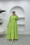 Balloon Sleeve Button Dress Pistachio Green