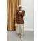 Balloon Sleeve Jacquard Jacket Brown