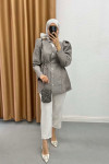 Balloon Sleeve Jacquard Jacket Mink