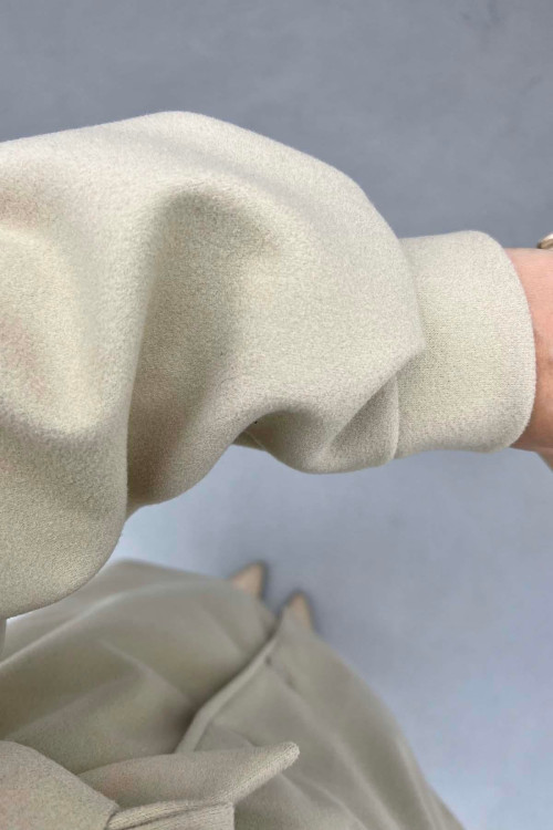 Balloon Sleeve Cashmere Coat Beige