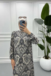 Baroque Patterned Dress Ice Blue