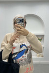 Printed Three Thread Sweatshirt Beige