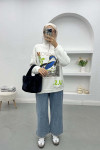 Printed Three Thread Sweatshirt White