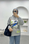 Printed Three Thread Sweatshirt Gray