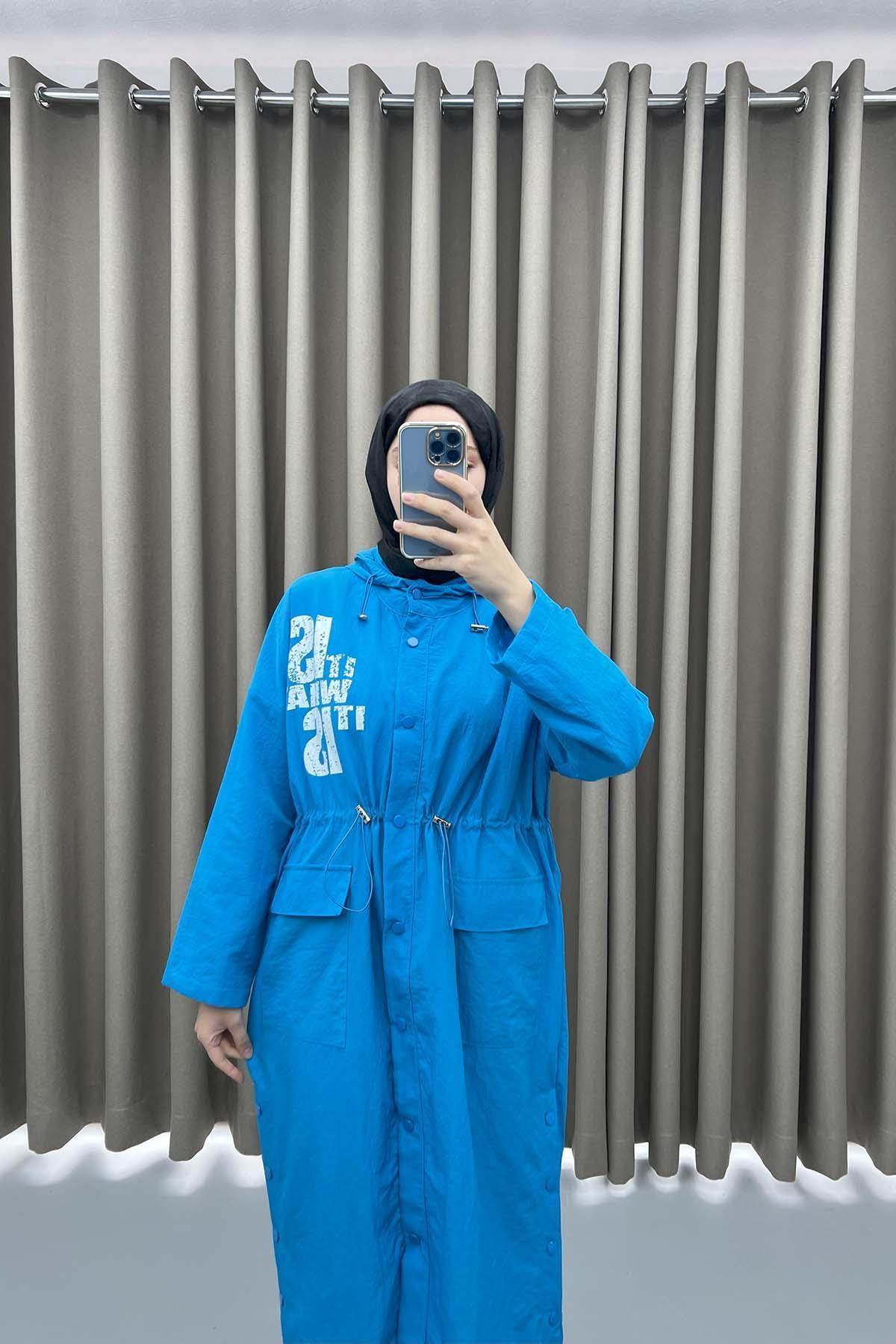 Printed Raincoat Blue