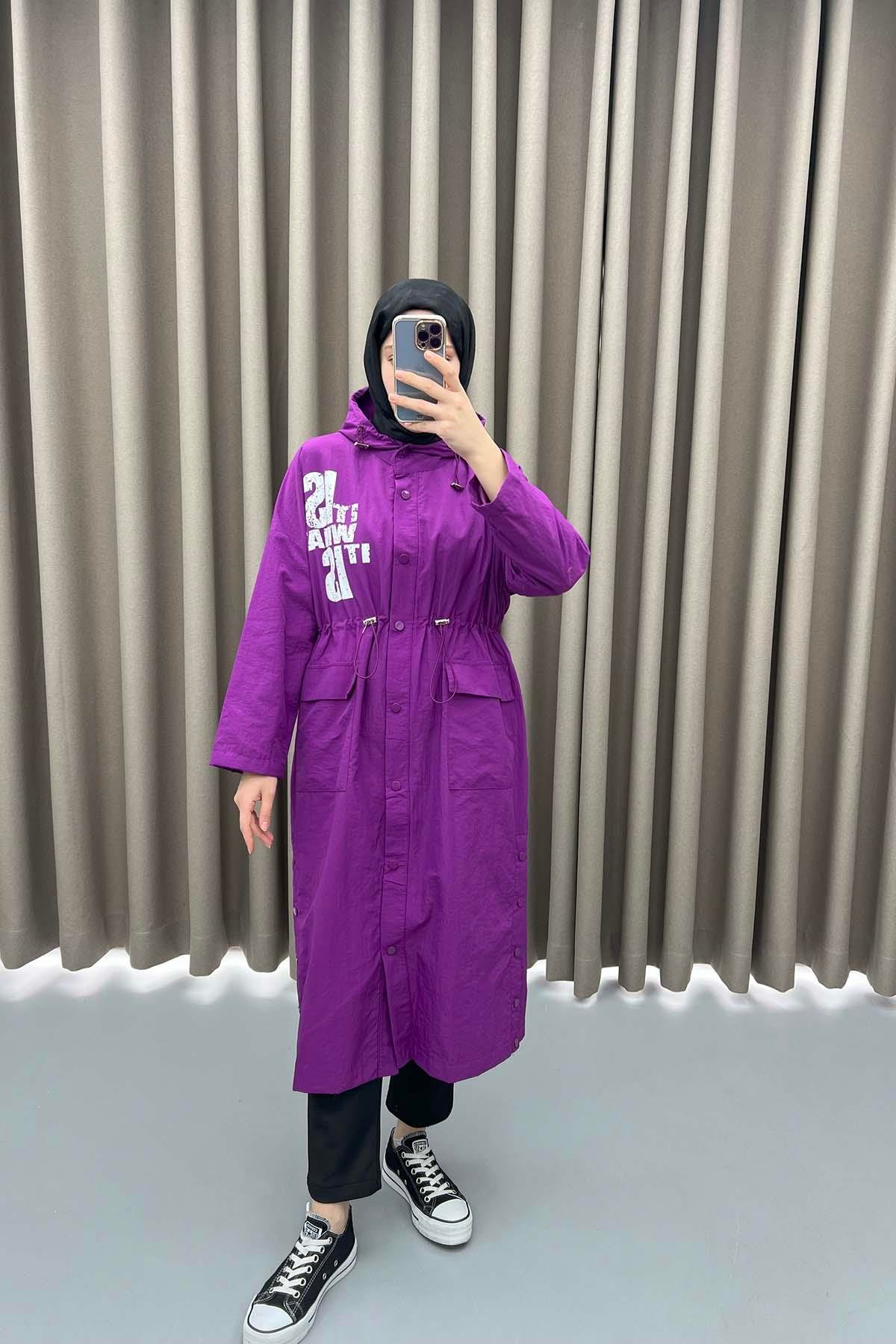 Printed Raincoat Purple