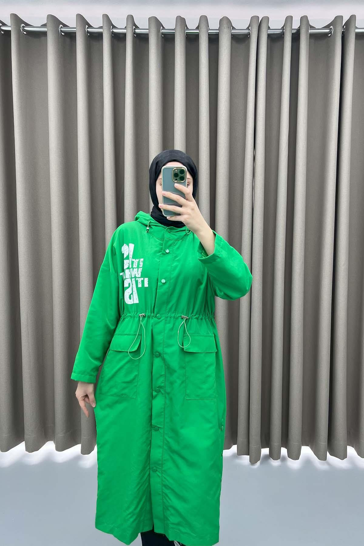 Printed Raincoat Green