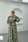 Batik Patterned Dress Green