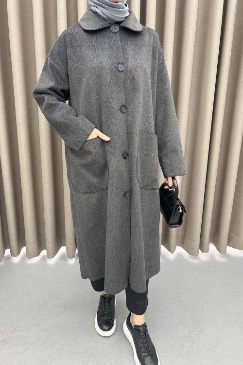 Baby Collar Pocket Coat Dark-Grey