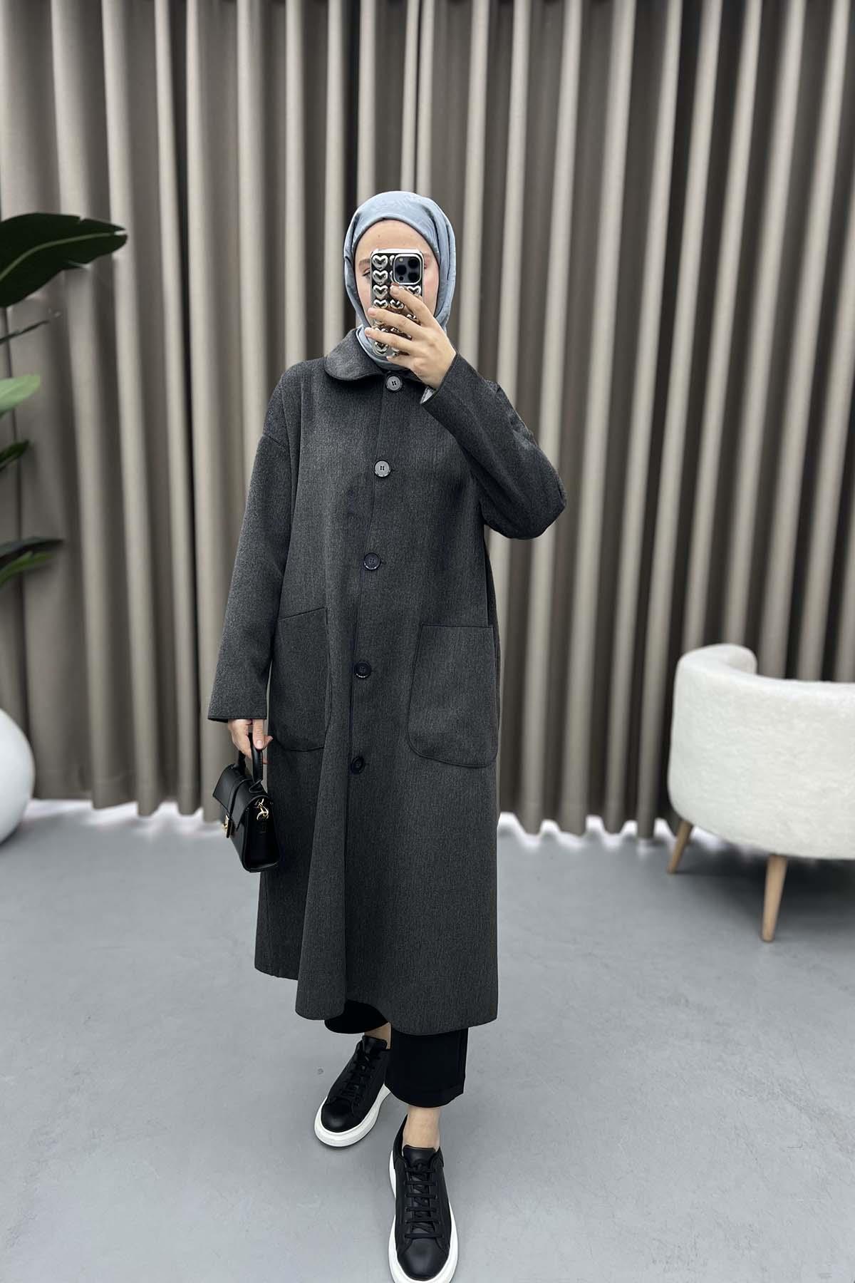 Baby Collar Pocket Coat Dark-Grey