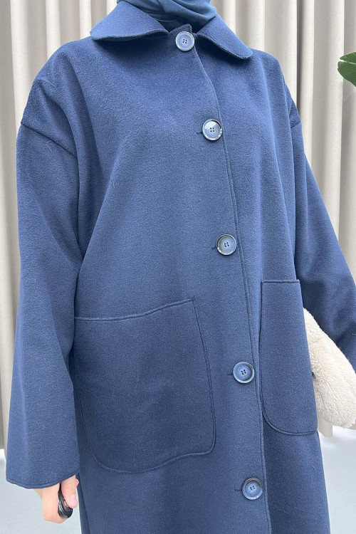 Baby Collar Pocket Coat Navy Blue