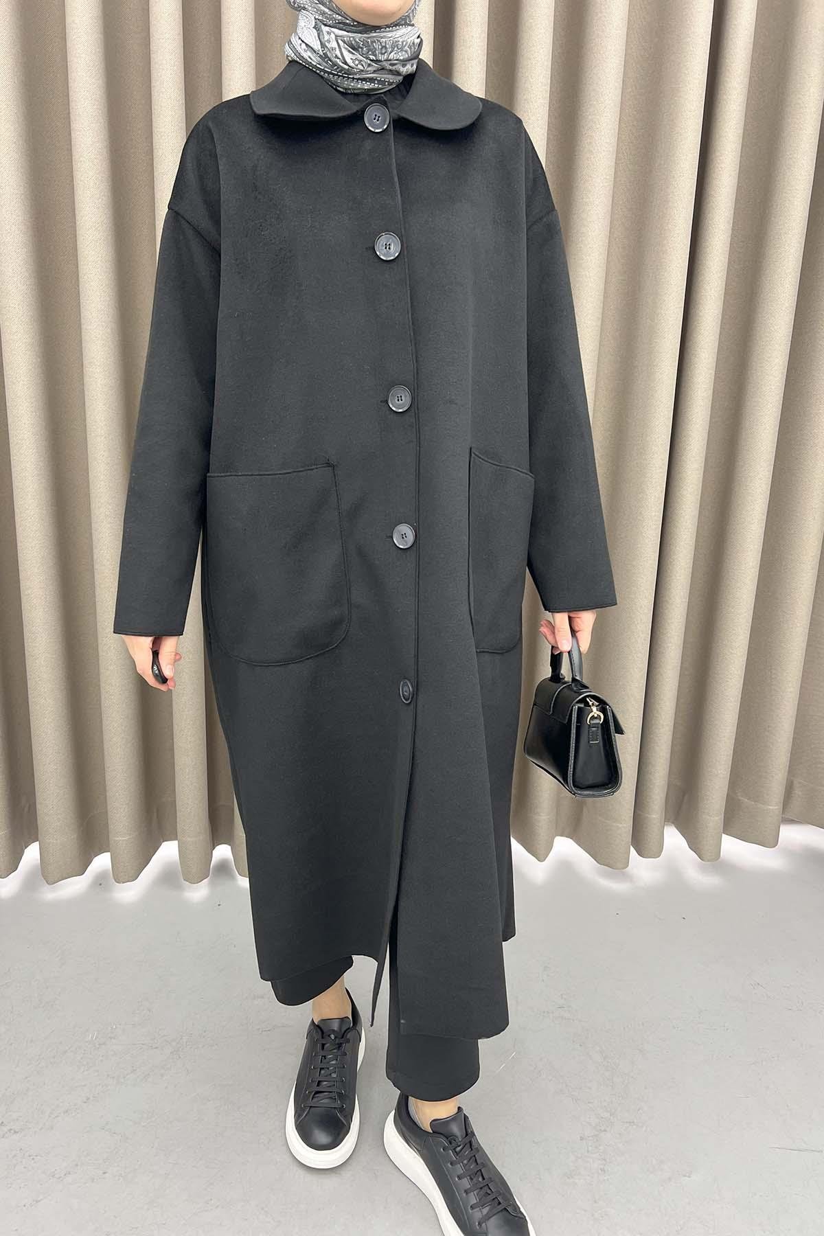 Baby Collar Pocket Coat Black