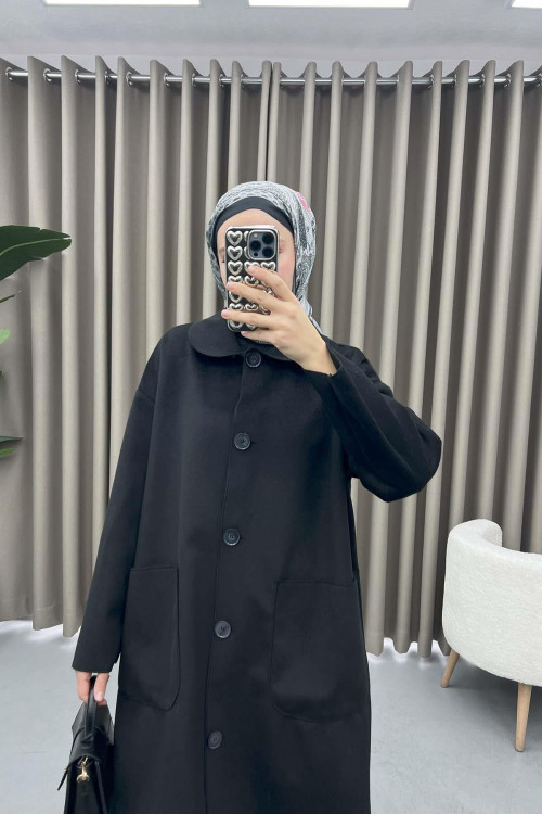 Baby Collar Pocket Coat Black