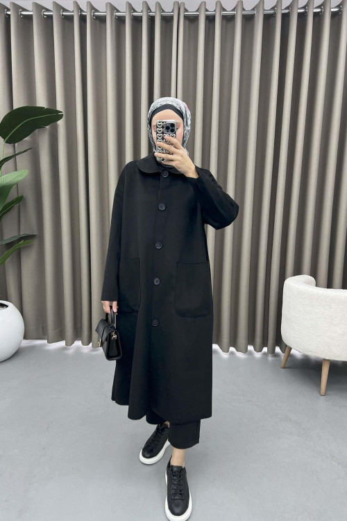 Baby Collar Pocket Coat Black