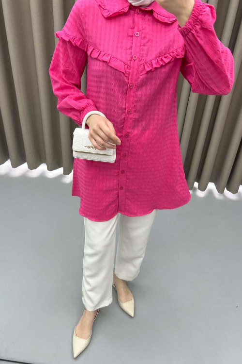 Baby Collar Ruffle Shirt Fuchsia