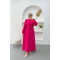 Waist Tied Crepe Dress Fuchsia