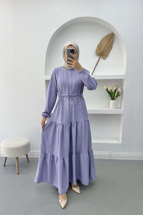 Pleated Waist Dress Lilac