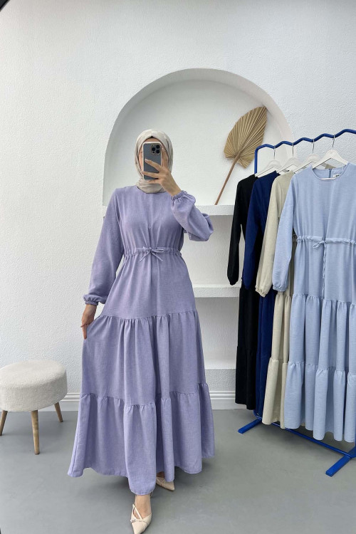 Pleated Waist Dress Lilac