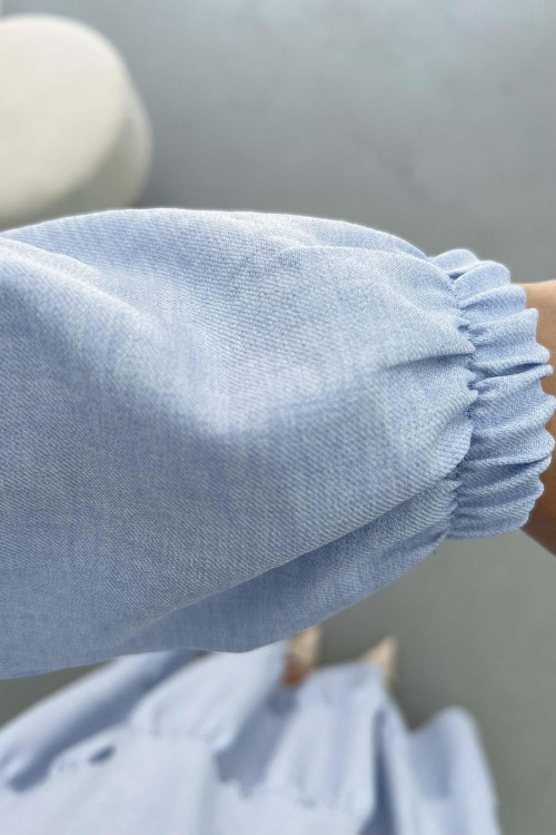 Waist Pleated Dress Blue