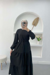 Waist Pleated Dress Black