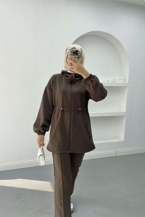 Oysho Suit with Drawstring Waist, Bitter Brown