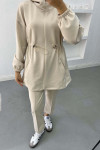 Oysho Suit Beige with Waist Drawstring