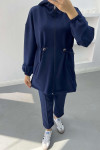 Oysho Suit Navy Blue with Waist Drawstring