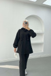 Oysho Suit Black with Waist Drawstring