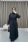 Waist Pleated Sweat Dress Black