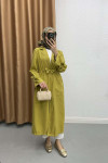 Waist Gathered Trench Coat Olive Green