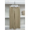 Waist Detailed Striped Trousers Beige