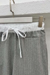 Waist Detailed Striped Trousers Gray