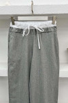 Waist Detailed Striped Trousers Gray