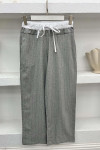 Waist Detailed Striped Trousers Gray