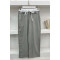 Waist Detailed Striped Trousers Gray