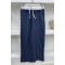 Waist Detailed Striped Trousers Navy Blue