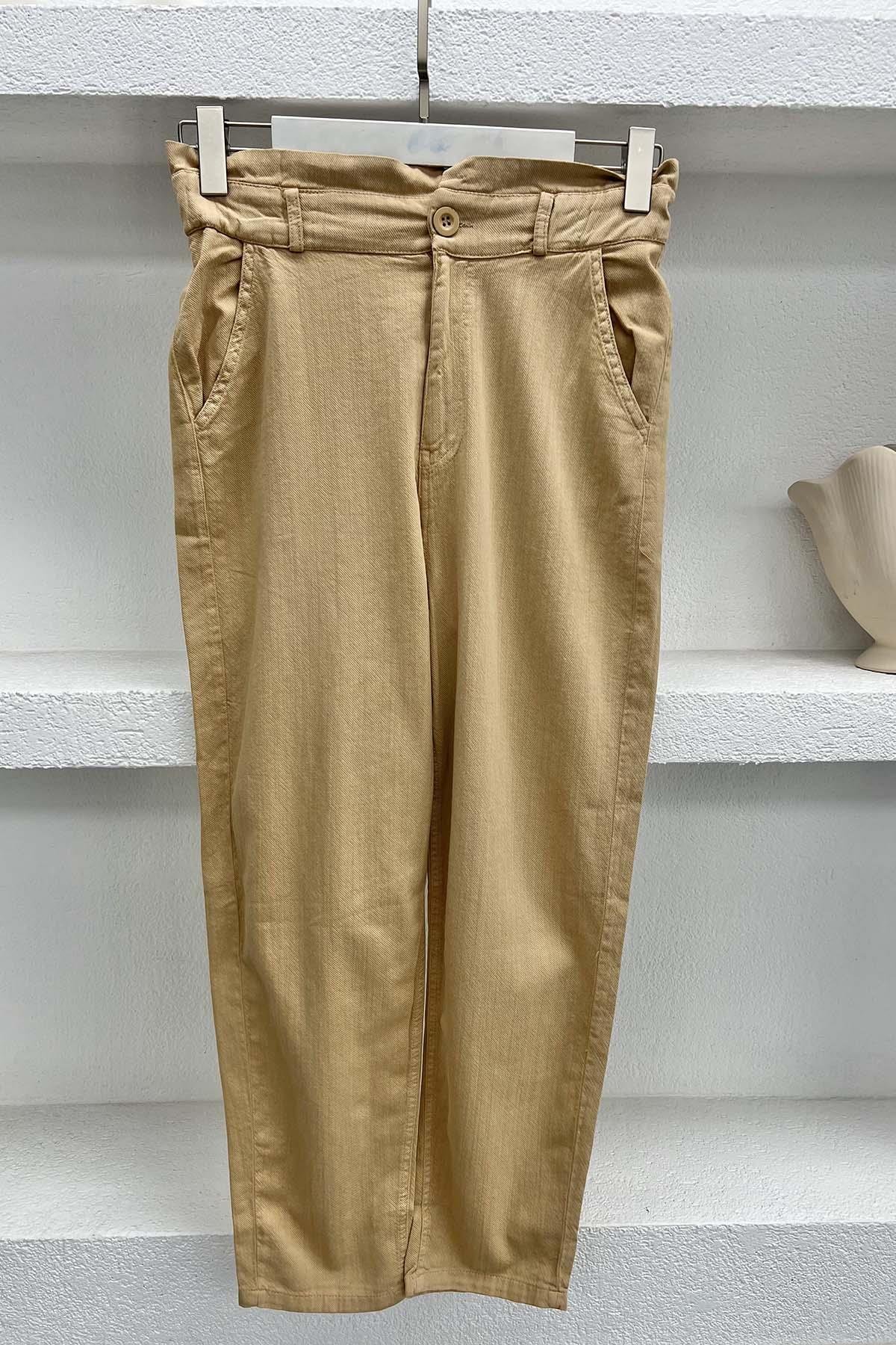 Waist Detailed Trousers Camel