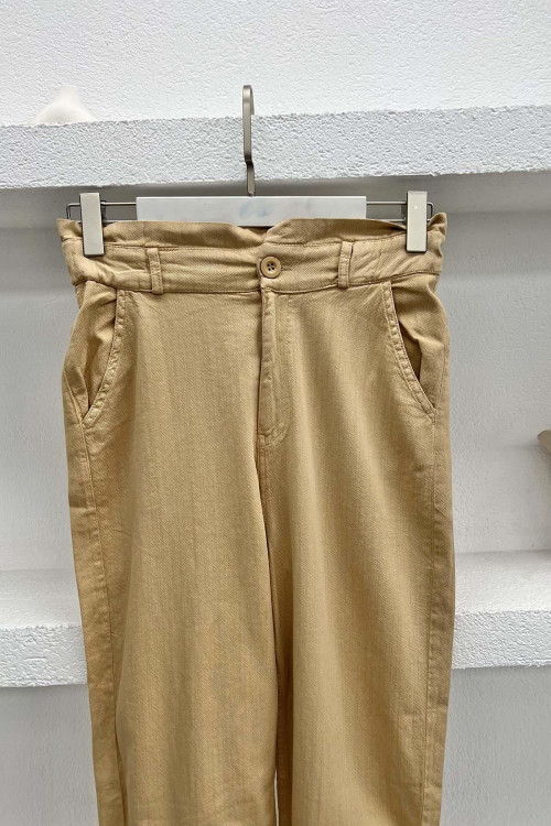 Waist Detailed Trousers Camel