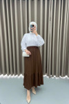 Elastic Waist Layered Skirt Bitter Brown