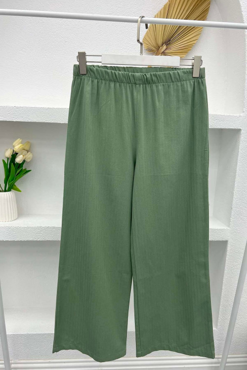 Elastic Waist Jeans Mold Green