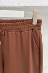 Elastic Waist Fabric Trousers Brown