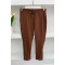 Elastic Waist Fabric Trousers Brown