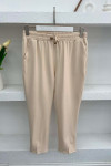 Elastic Waist Fabric Trousers Cream