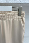 Elastic Waist Fabric Trousers Cream