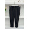 Elastic Waist Fabric Trousers Black