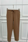 Elastic Waist Fabric Trousers Milky Coffee